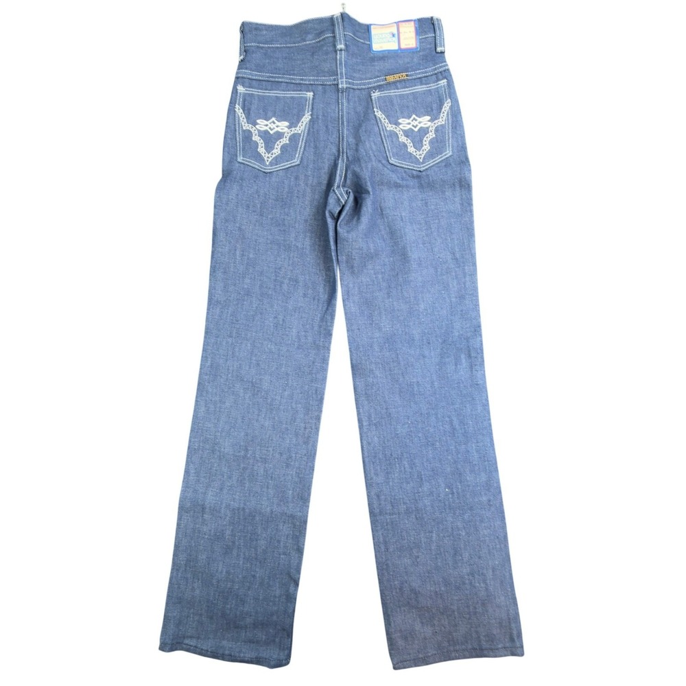 Young Maverick Girls 10 Blue Cotton Blend Straight Leg Embroidered Jeans